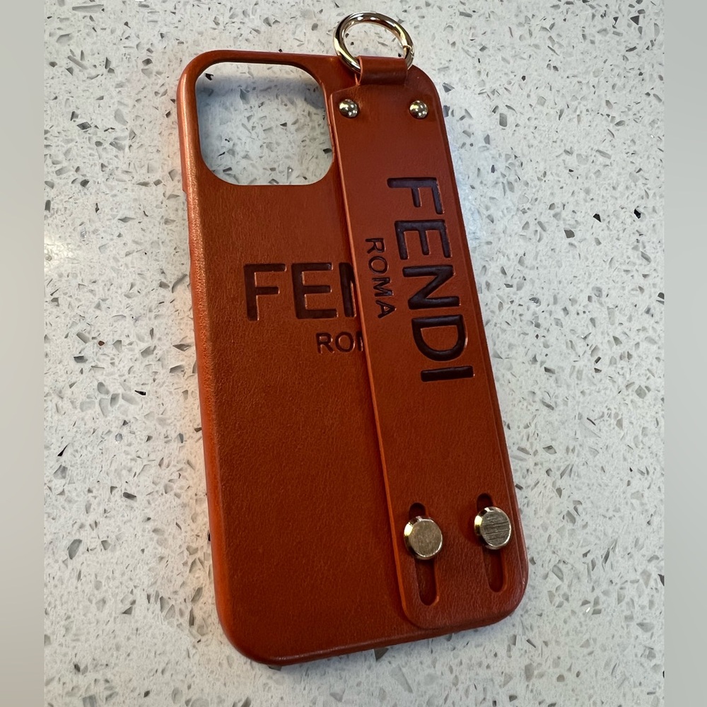 Fend IPhone 13 Pro-max case. Brown.Leather.Pre-owned.